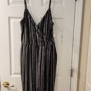 NWT Just Be Monochrome Striped Halter Top Jumpsuit Size Large